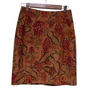 Tommy Bahama Women's Silk Tropical Floral Brown Short Skirt Cruise Beach Size 8